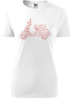 Bílé dámské tričko Mé italské já / Lingua nostra – vespa (červená)