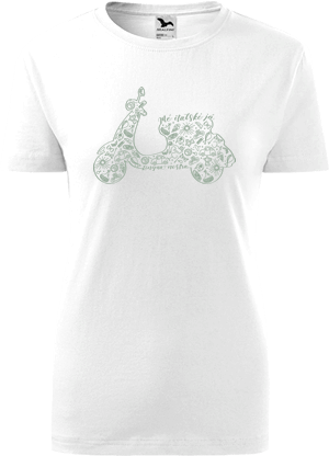 Bílé dámské tričko Mé italské já / Lingua nostra – vespa (zelená)
