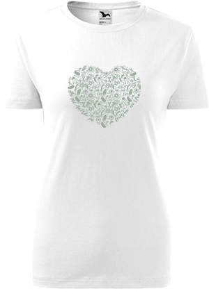 Bílé dámské tričko Mé italské já / Lingua nostra – srdce (zelená)